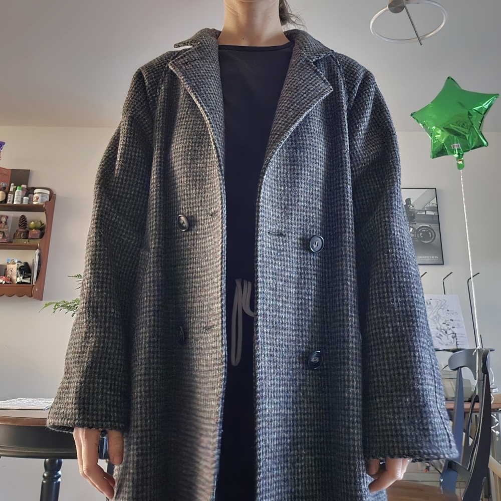 Grey 100% wool long coat